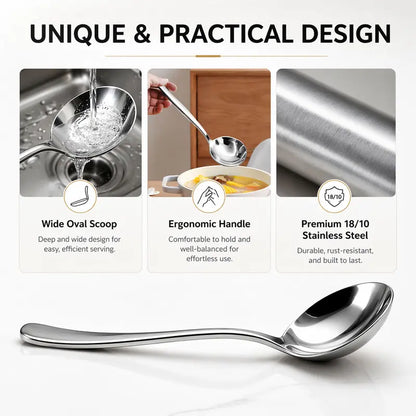 Stainless Steel Soup Spoon Set - Deep Round Bowl Design For Easier Everyday Meals