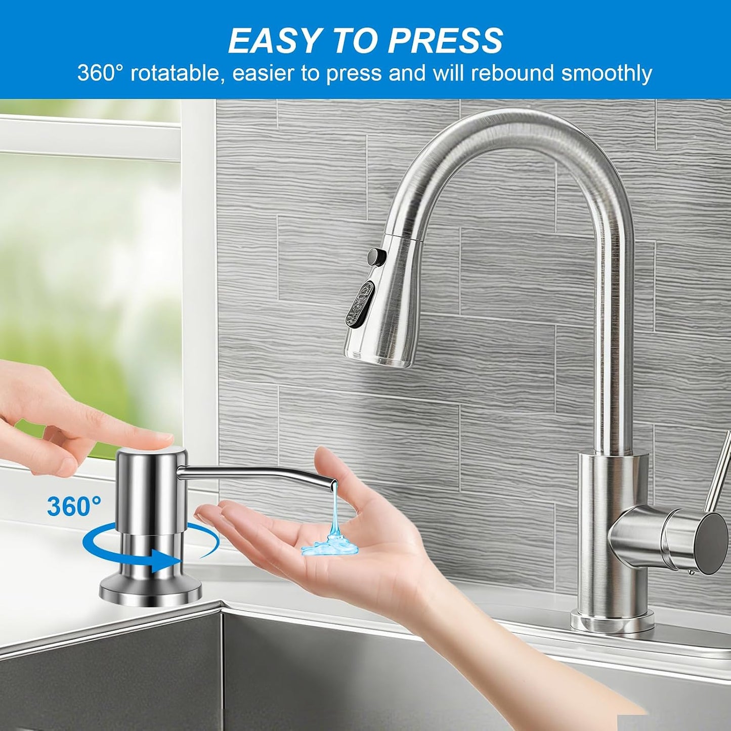 Sink Soap Dispenser - 39" Hidden Tube For A Cleaner Kitchen
