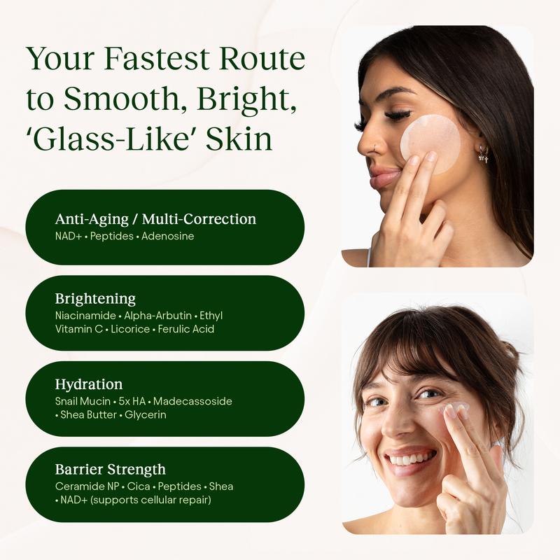 Korean Skincare Glow-Up Bundle - Toner Pads & NAD+ Anti-Aging Moisturizing Cream