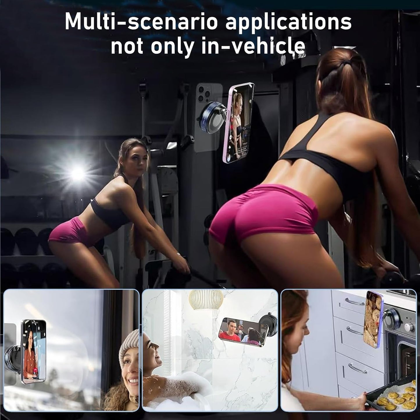Magnetic Car Phone Holder - Foldable Arm & Vacuum Suction Base For Stable Hands-Free Navigation