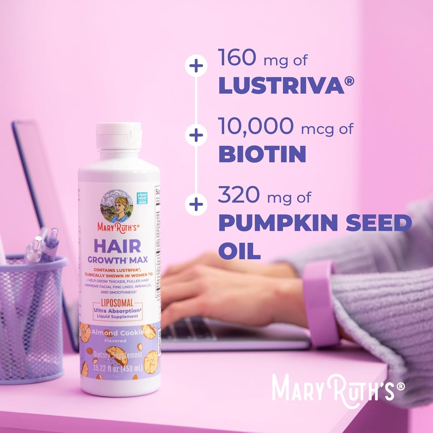 Hair Growth Support Liquid – Liposomal Nutrient Formula for Thicker, Fuller-Looking Hair & Healthy Scalp Support