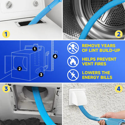 Dryer Vent Cleaner Kit - Vacuum Powered Deep Lint Removal For Better Dryer Performance