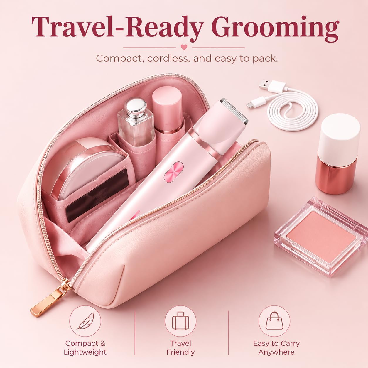 Women’s 2-in-1 Electric Shaver & Trimmer – Titanium-Ceramic Dual Grooming for Smooth Full-Body Care