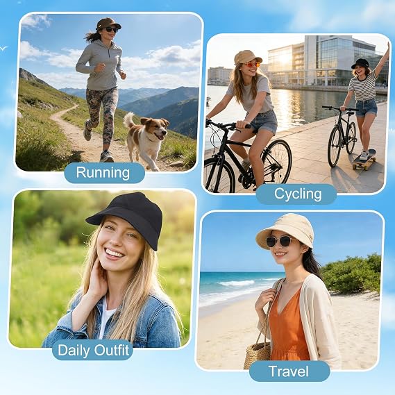 Wide Brim Ponytail Sun Hat - UPF 50+ Shade For No Hat Hair Comfort
