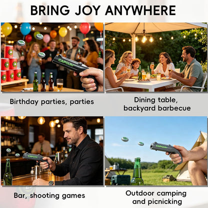 Bottle Opener Launcher - Spring Powered Cap Shooting Fun For Epic Parties