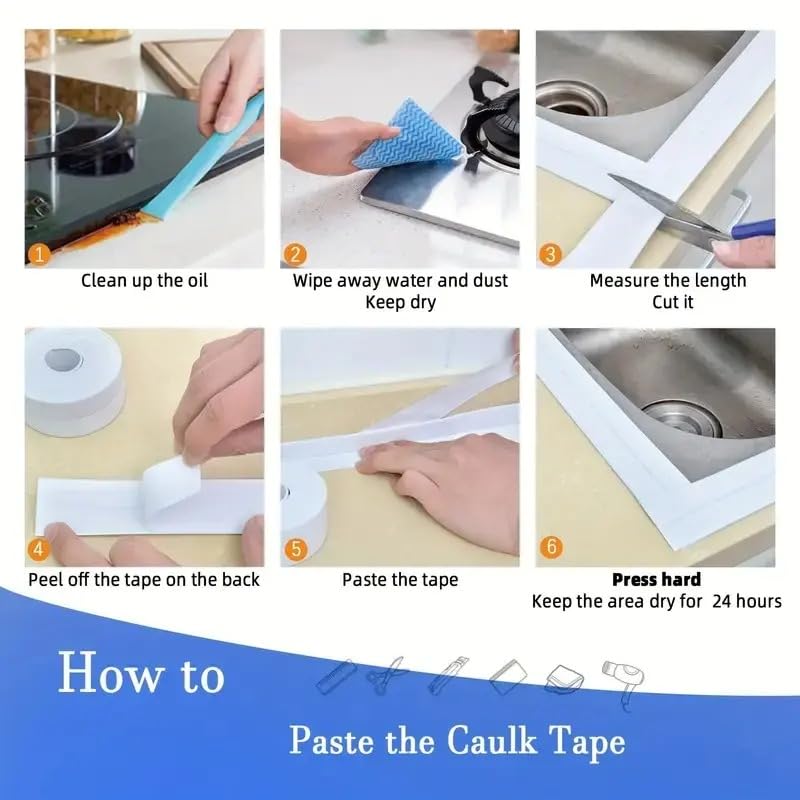 Waterproof Caulk Tape - Peel & Stick Seal For Clean Bathroom Edges