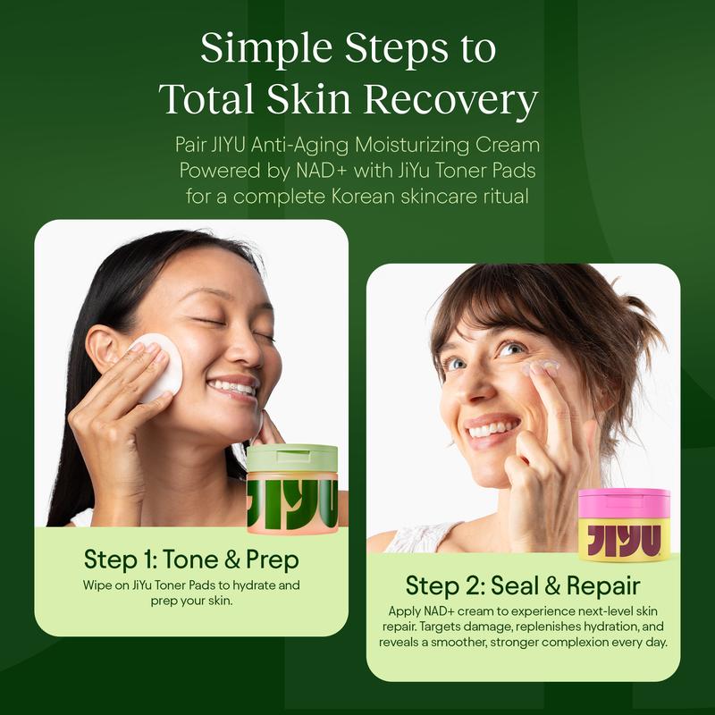 Korean Skincare Glow-Up Bundle - Toner Pads & NAD+ Anti-Aging Moisturizing Cream