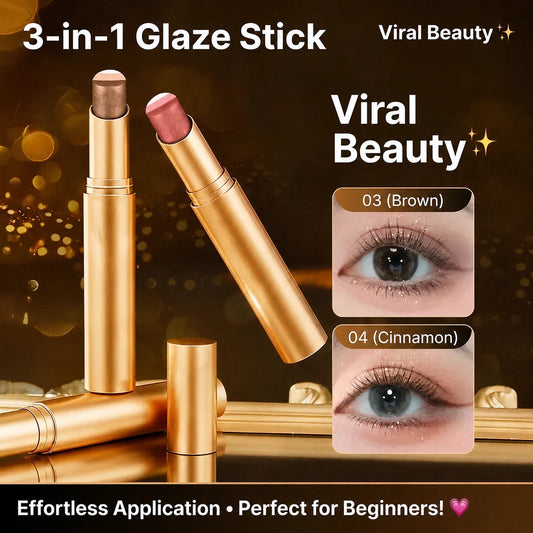 3-Color Eyeshadow Stick - One-Swipe Shimmer Glow For Effortless Eye Makeup