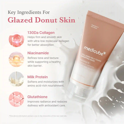 Collagen Milky Wrapping Mask - Overnight Film-Forming Sleep Treatment for Peel-Off Glazed Glow and Glass Skin