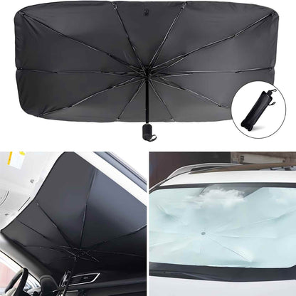 Foldable Windshield Sunshade Umbrella - Pop-Up Design For Instant Car Interior Heat & UV Protection