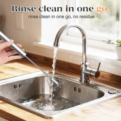 Hand-Push Rotary Whisk - Gear-Driven Stainless Steel Mixer For Fast, Effortless Frothing & Blending
