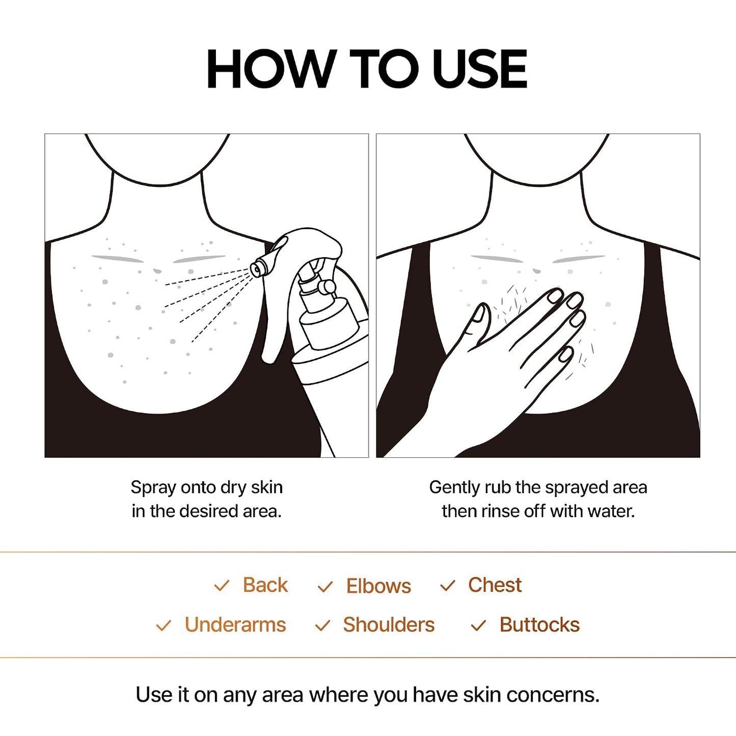 Body Peel Spray - Kojic Acid + Turmeric Formula For Smooth-Looking Skin