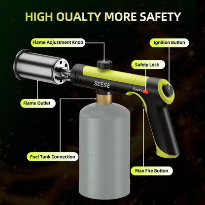 High-Power Utility Torch — One-Touch Ignition & Adjustable Flame for BBQ, Searing & Outdoor Fire Starting