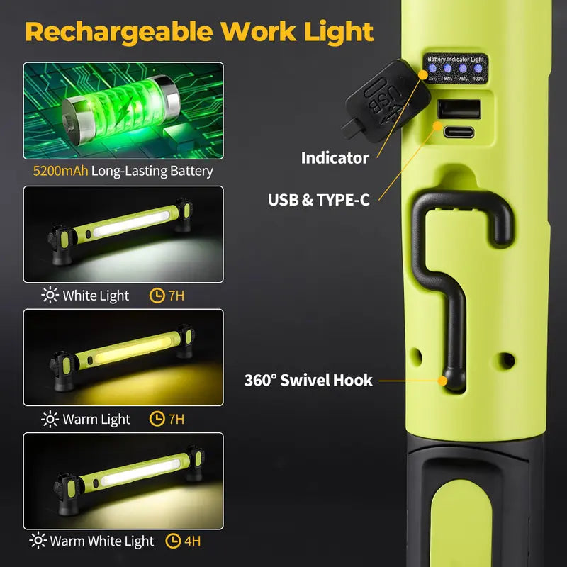 Under Hood Work Light Bar - 3000LM Magnetic Rechargeable Design For Hands-Free Auto Repair