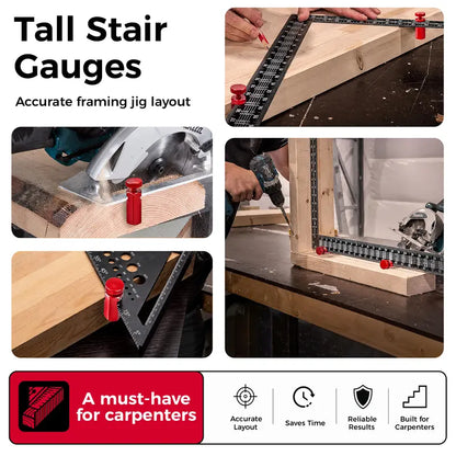 Stair Gauge Stops for Framing Square - Clip-On Locking Tool for Faster & Accurate Layout Marking