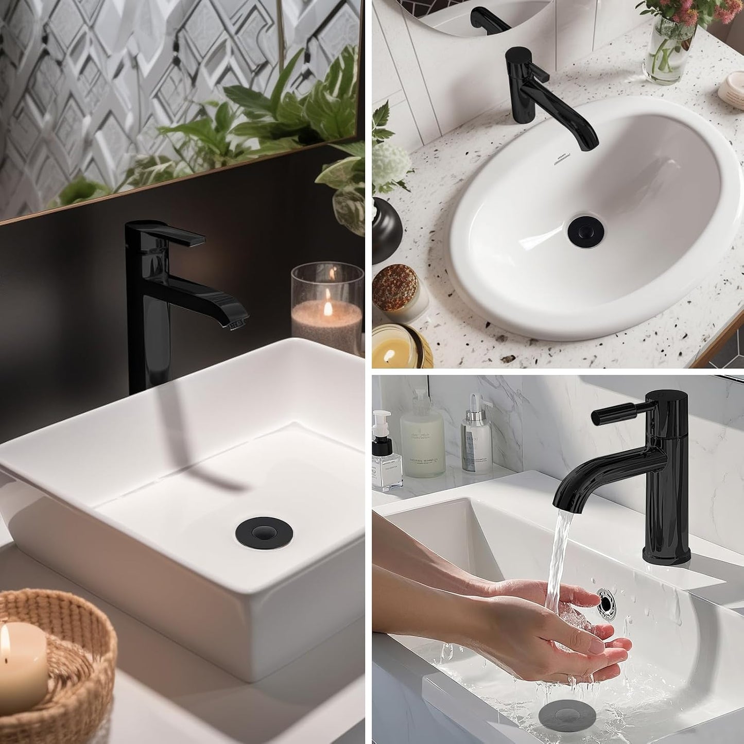 3-in-1 Bathroom Sink Drain Stopper - Pop-Up Hair Catcher For Cleaner Drains
