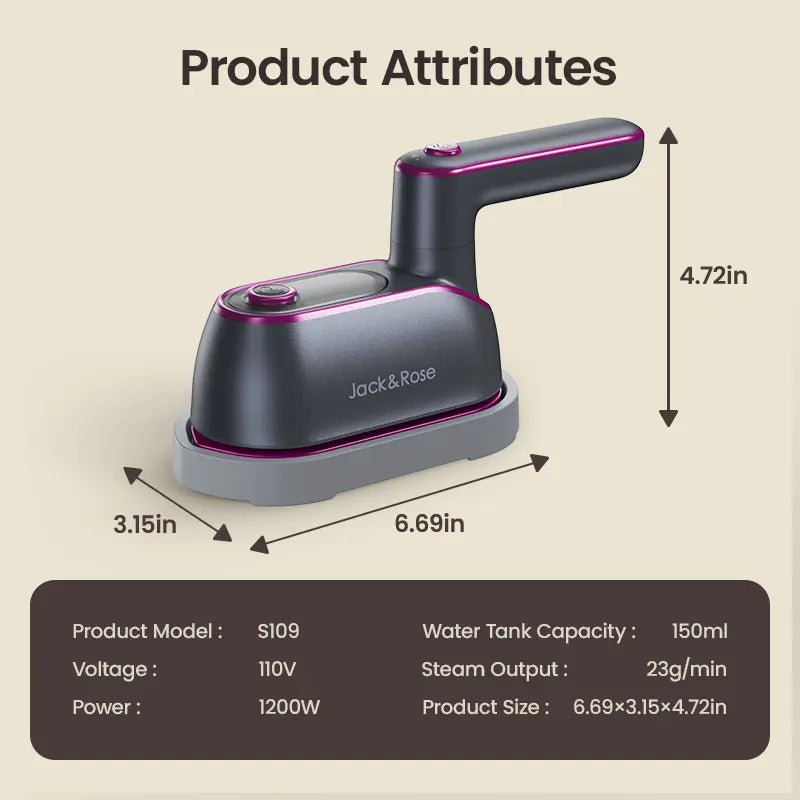 2-in-1 Foldable Handheld Steamer & Iron: Professional Wrinkle Removal in Seconds