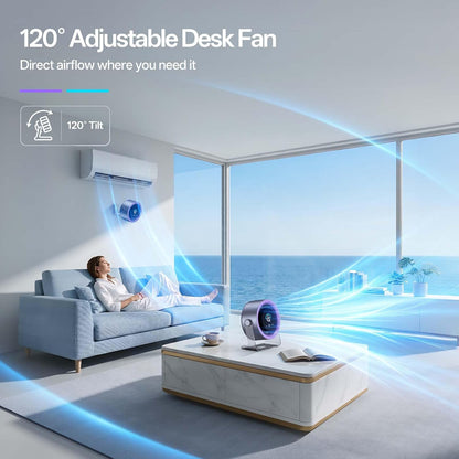 Turbo Desk Fan - 100-Speed Adjustable Airflow For Instant Personal Cooling