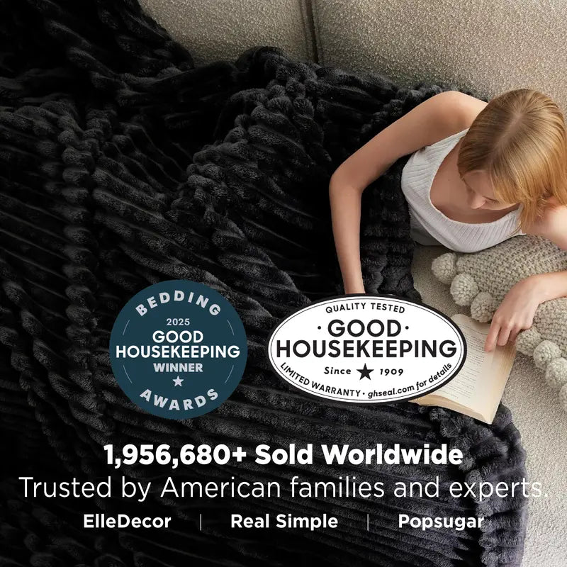 Luxury Embossed Striped GentleSoft Faux Fur Cozy Blanket