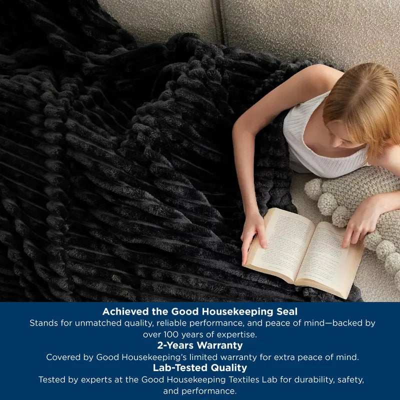 Luxury Embossed Striped GentleSoft Faux Fur Cozy Blanket