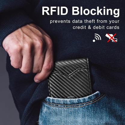 Ultra-Slim Carbon Fiber Minimalist Wallet with RFID Blocking