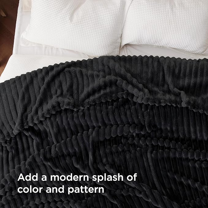 Luxury Embossed Striped GentleSoft Faux Fur Cozy Blanket