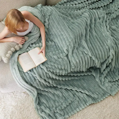 Luxury Embossed Striped GentleSoft Faux Fur Cozy Blanket