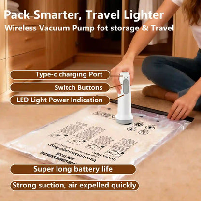 Cordless Vacuum Pump & Reusable Storage Bags Set