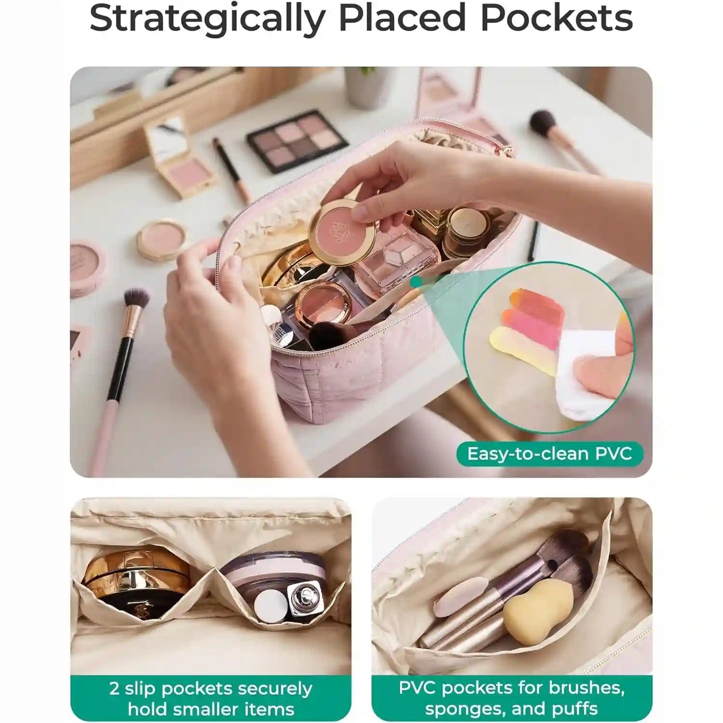Puffy Makeup Bag - Wide-Open Design For Effortless Organization