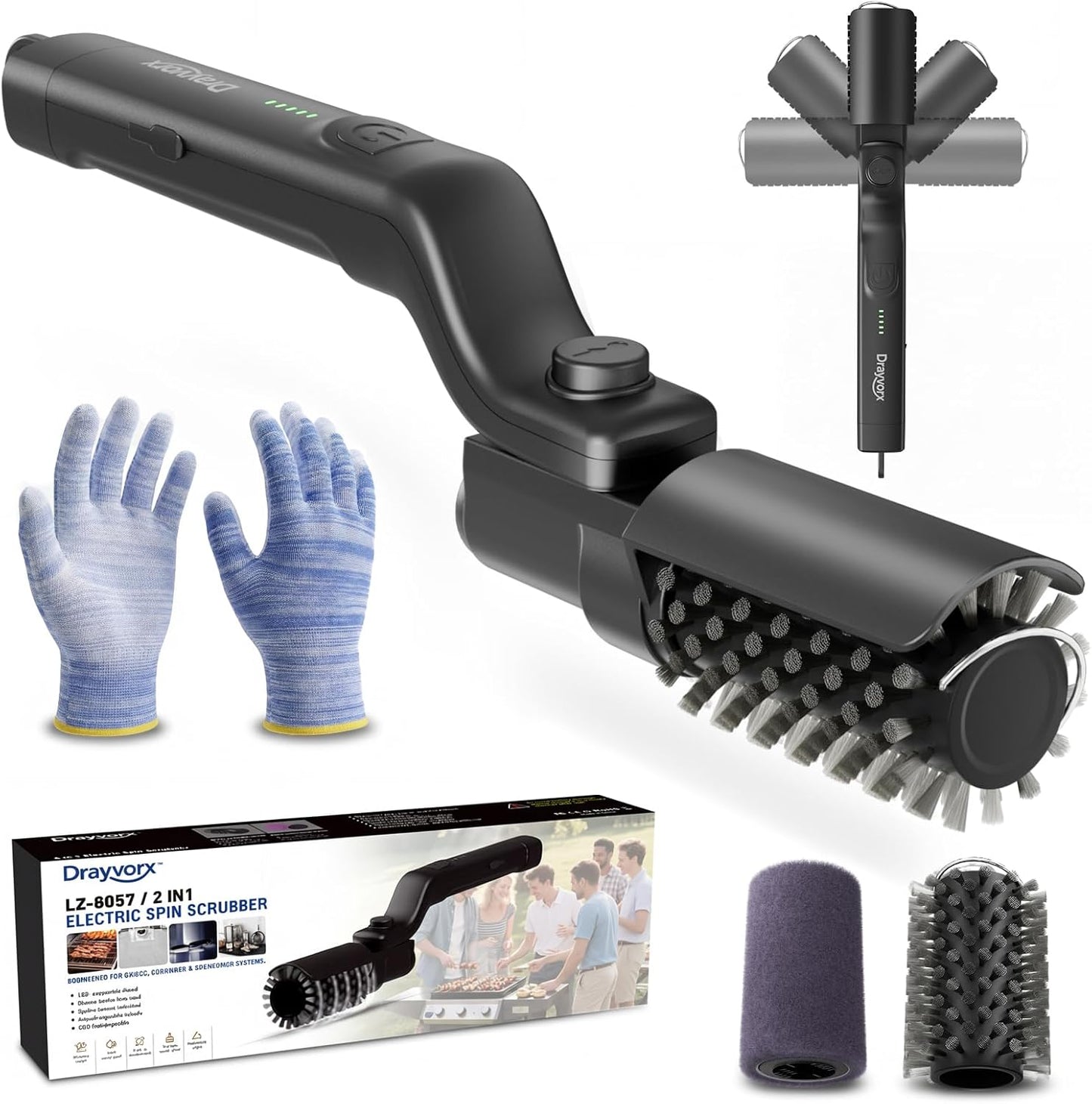 Effortless BBQ Clean in Seconds: High-Torque 3-Speed Cordless Electric Grill Brush