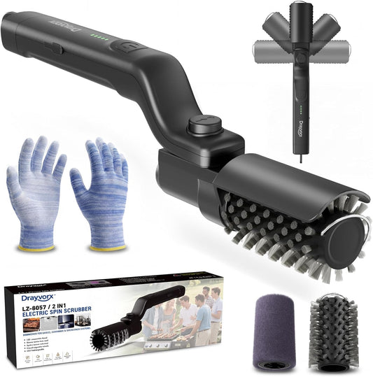 Effortless BBQ Clean in Seconds: High-Torque 3-Speed Cordless Electric Grill Brush