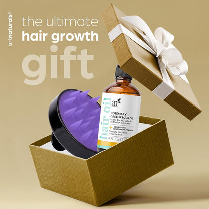 Natural Rosemary & Castor Hair Growth Elixir with Ergonomic Scalp Massager Kit