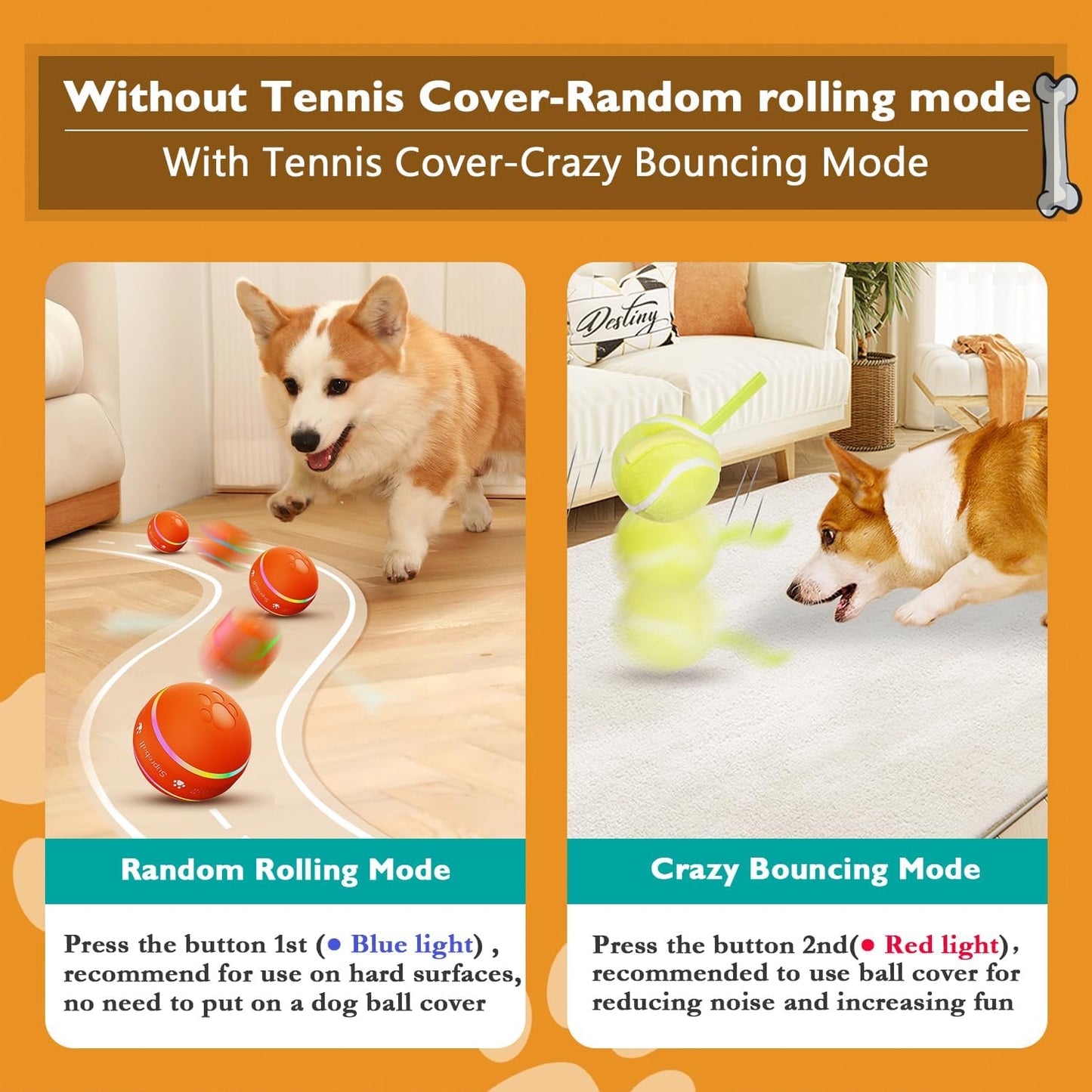 Smart Active Rolling & Bouncing Ball Toy for Dogs | Interactive Dog Toys Dog Ball