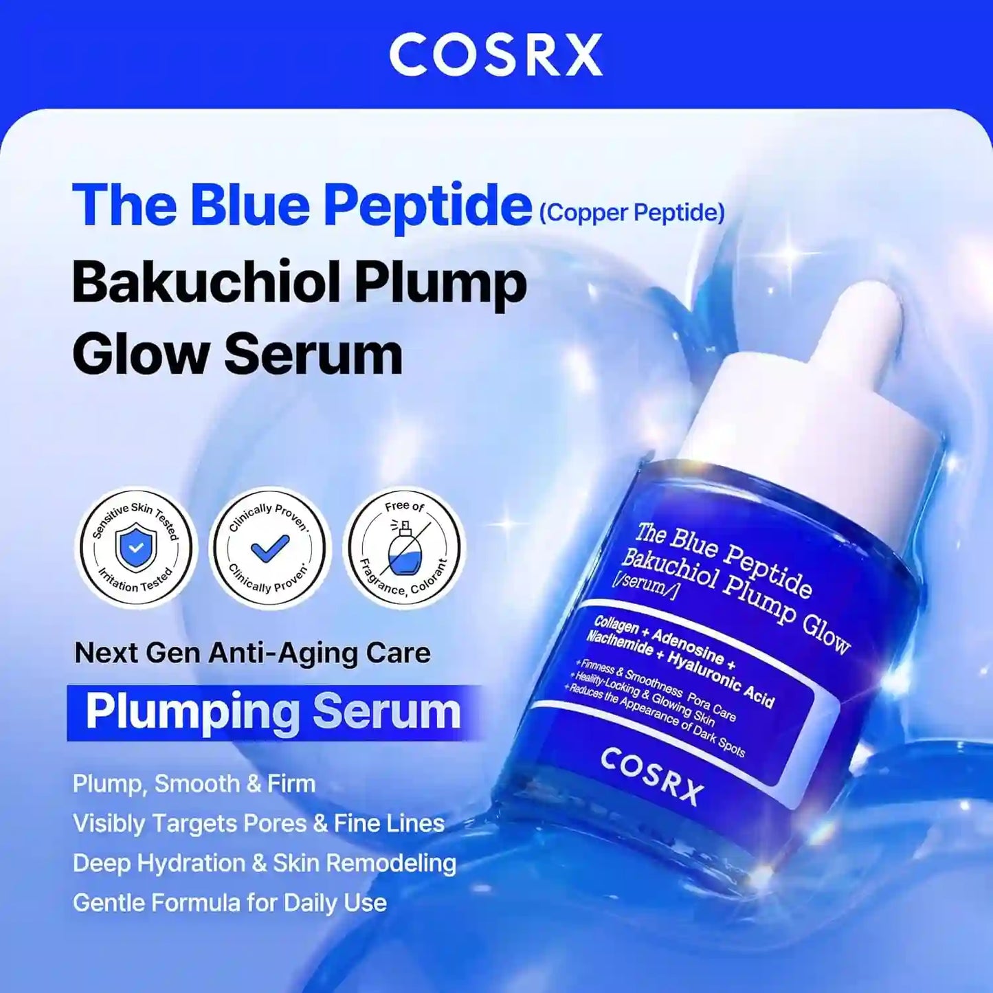 Face Serum – 3X Copper Peptide & Bakuchiol For Instant Plumping & Wrinkle Erasing