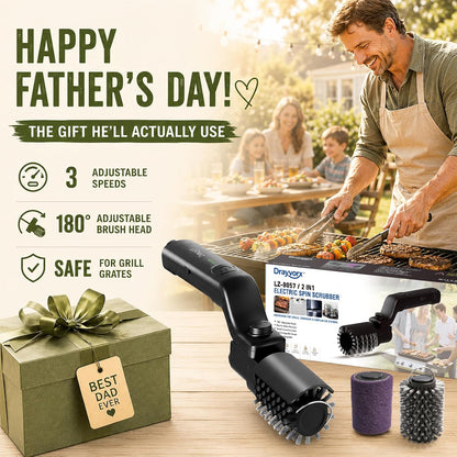 Effortless BBQ Clean in Seconds: High-Torque 3-Speed Cordless Electric Grill Brush