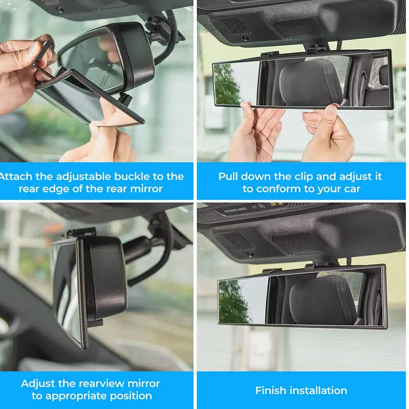 Eliminate Blind Spots: 11.8" Universal Panoramic Anti-Glare Wide Rearview Mirror