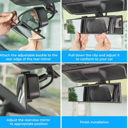 Eliminate Blind Spots: 11.8" Universal Panoramic Anti-Glare Wide Rearview Mirror