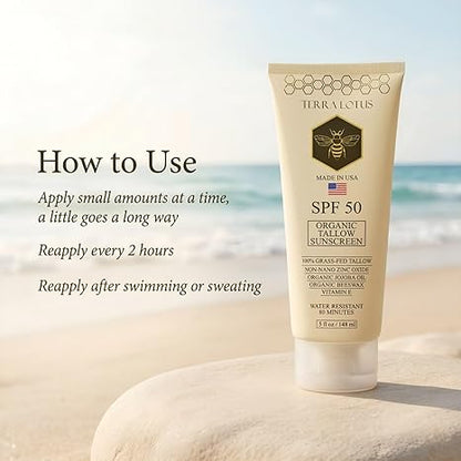 The Safest 100% Organic Tallow Sunscreen SPF 50