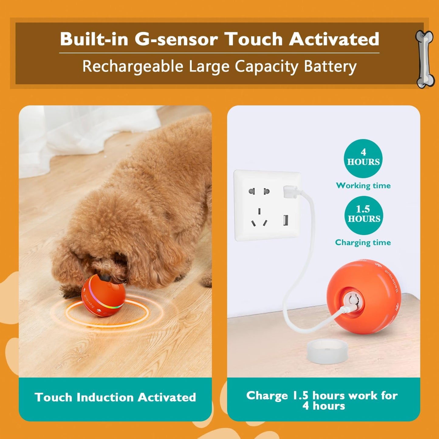 Smart Active Rolling & Bouncing Ball Toy for Dogs | Interactive Dog Toys Dog Ball
