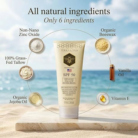 The Safest 100% Organic Tallow Sunscreen SPF 50