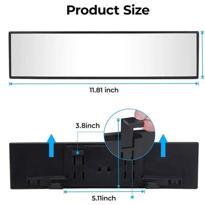 Eliminate Blind Spots: 11.8" Universal Panoramic Anti-Glare Wide Rearview Mirror