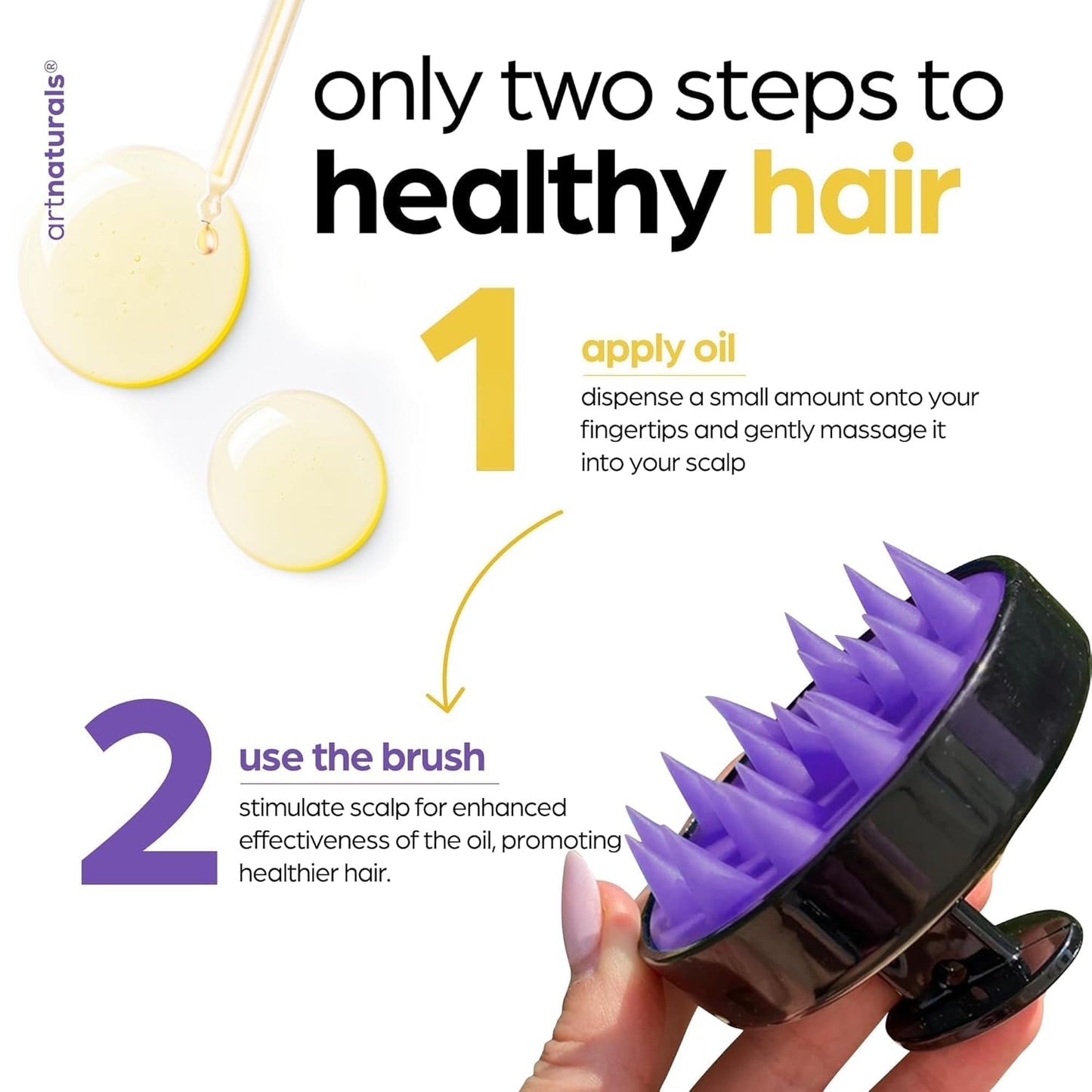 Natural Rosemary & Castor Hair Growth Elixir with Ergonomic Scalp Massager Kit