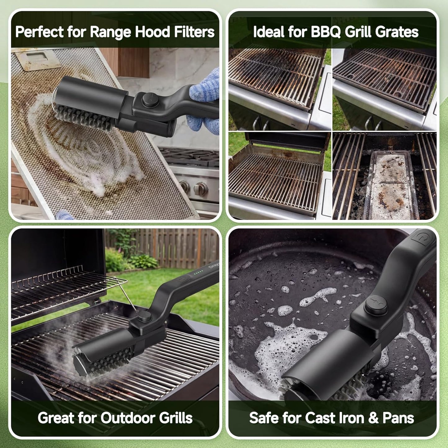 Effortless BBQ Clean in Seconds: High-Torque 3-Speed Cordless Electric Grill Brush