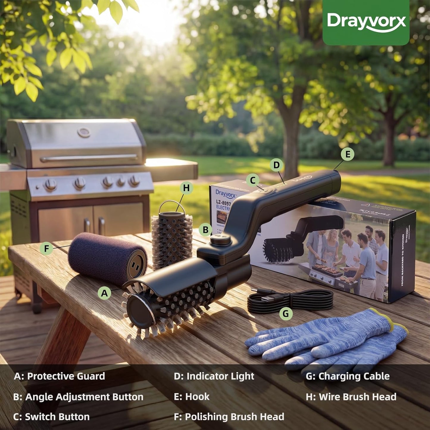 Effortless BBQ Clean in Seconds: High-Torque 3-Speed Cordless Electric Grill Brush
