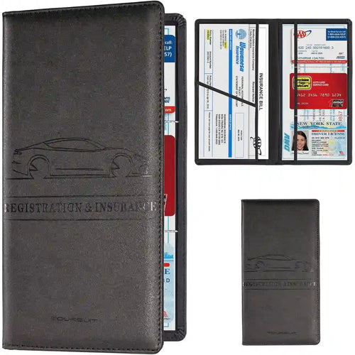 Car Document Holder - Magnetic Closure Organizer For Easy Access To Registration & Insurance Cards
