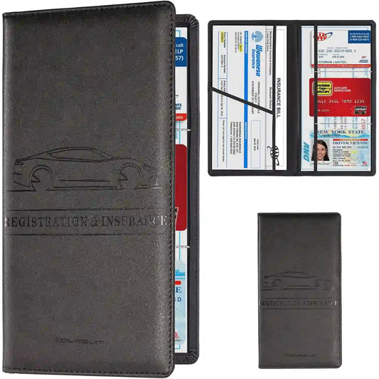 Car Document Holder - Magnetic Closure Organizer For Easy Access To Registration & Insurance Cards