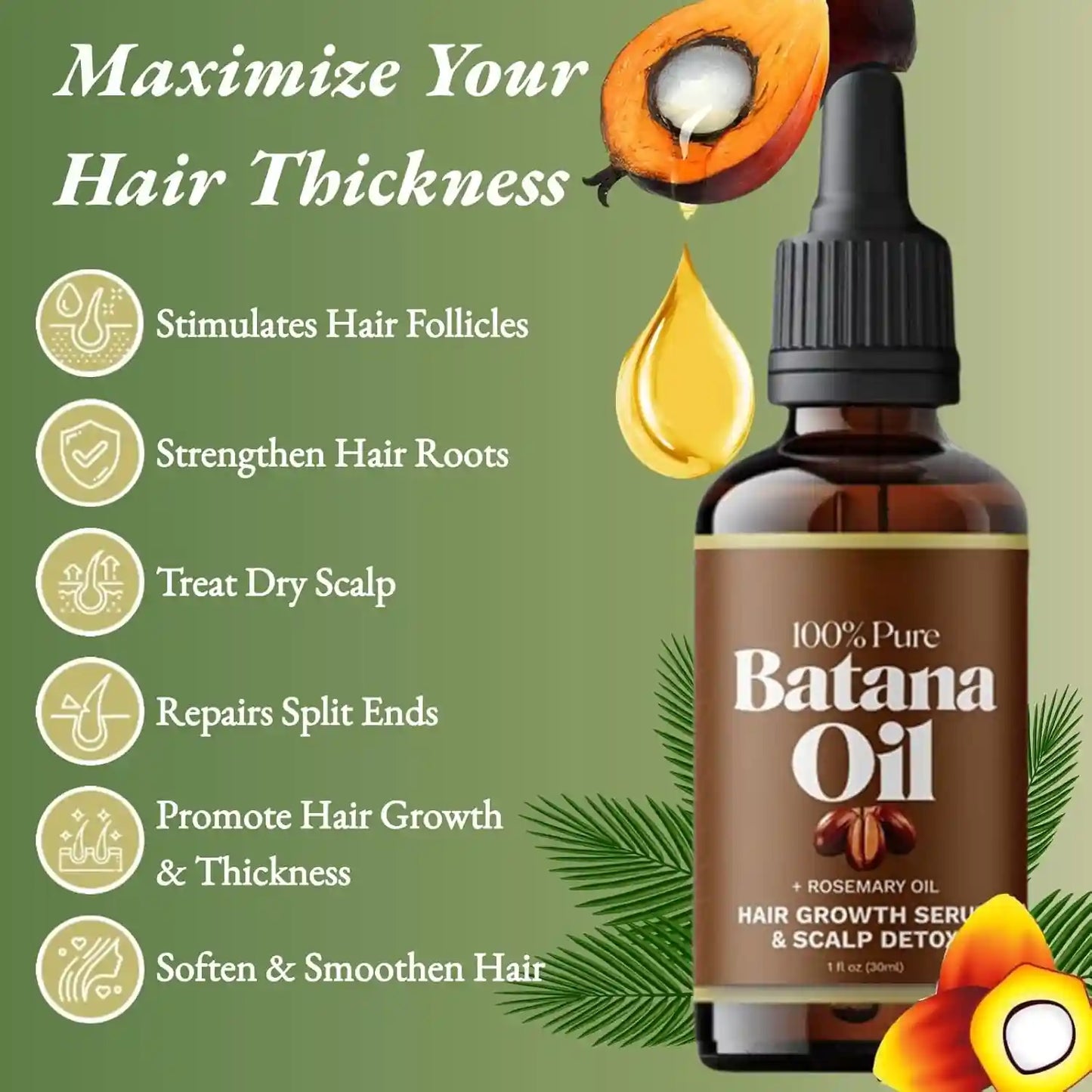 Batana Rosemary Oil for Thicker-Looking, Voluminous Hair Naturally