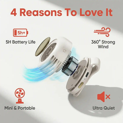 Mini Bladeless Portable Fan — USB Rechargeable & Safe Quiet Cooling