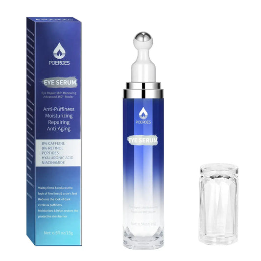 360° Cooling Roller Eye Serum - High-Strength Caffeine & Retinol Treatment for Dark Circles, Puffiness, and Wrinkles