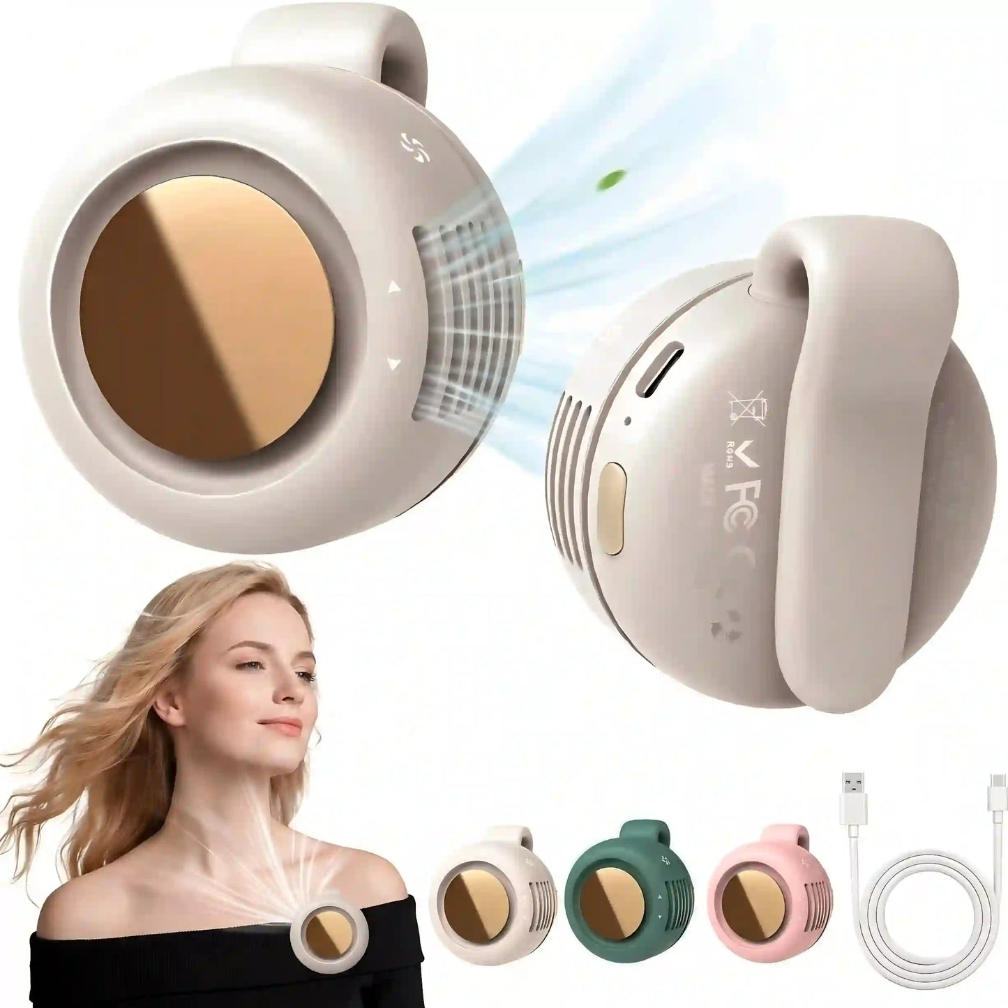Mini Bladeless Portable Fan — USB Rechargeable & Safe Quiet Cooling